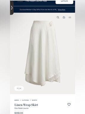 Polo by Ralph Lauren Cream Asymmetrical Linen Wrap Skirt